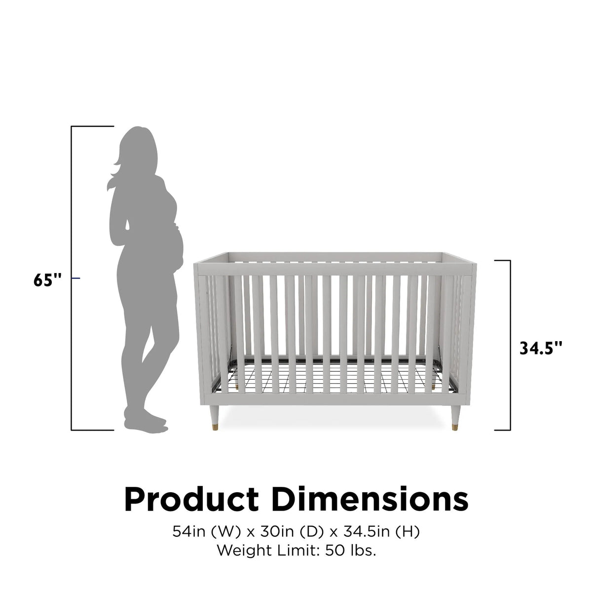 Gray 3 in 1 Crib with Metal Legs C769074