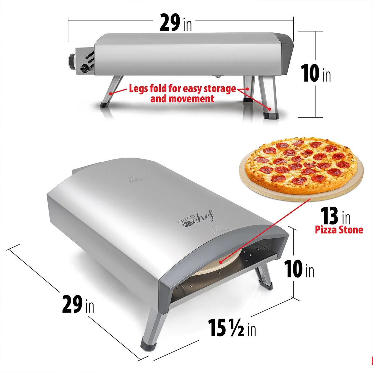 Portable Gas Pizza Oven with Baking Stone I698