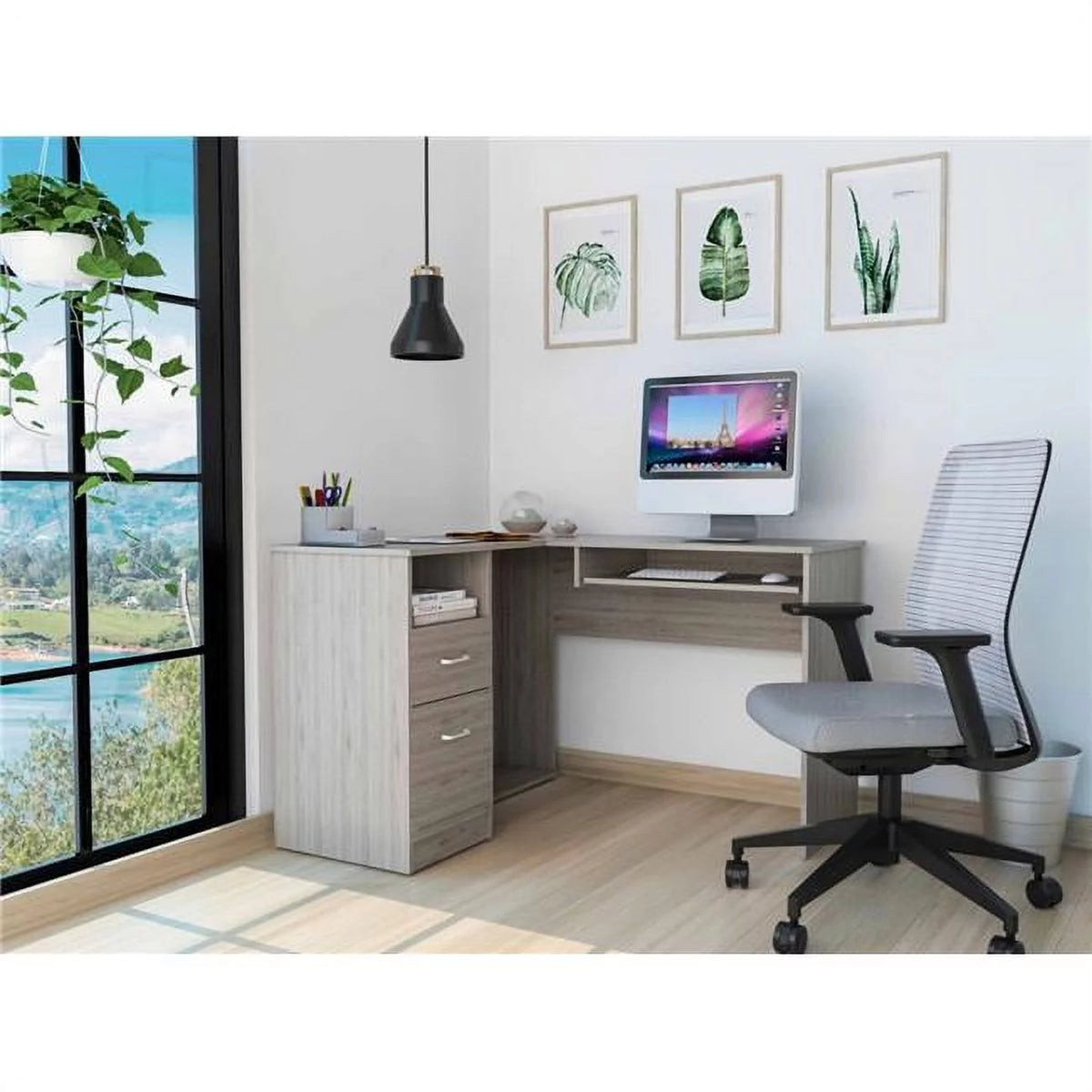 Light Gray L-Shaped Desk I20256