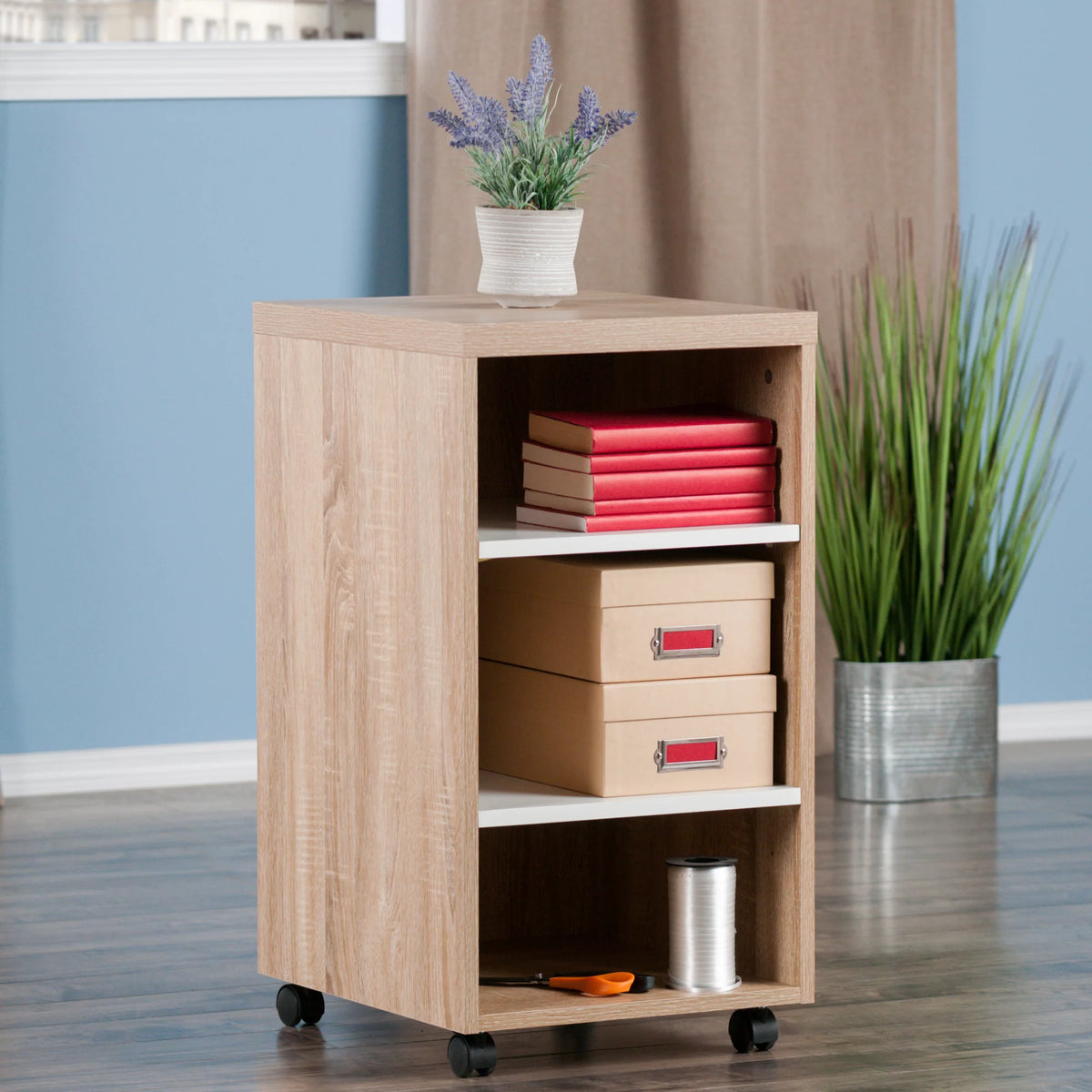 Two-Tone Open Shelves Storage Cabinet Z5540