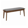 Grey and Natural Walnut Upholstered Dining Bench U392