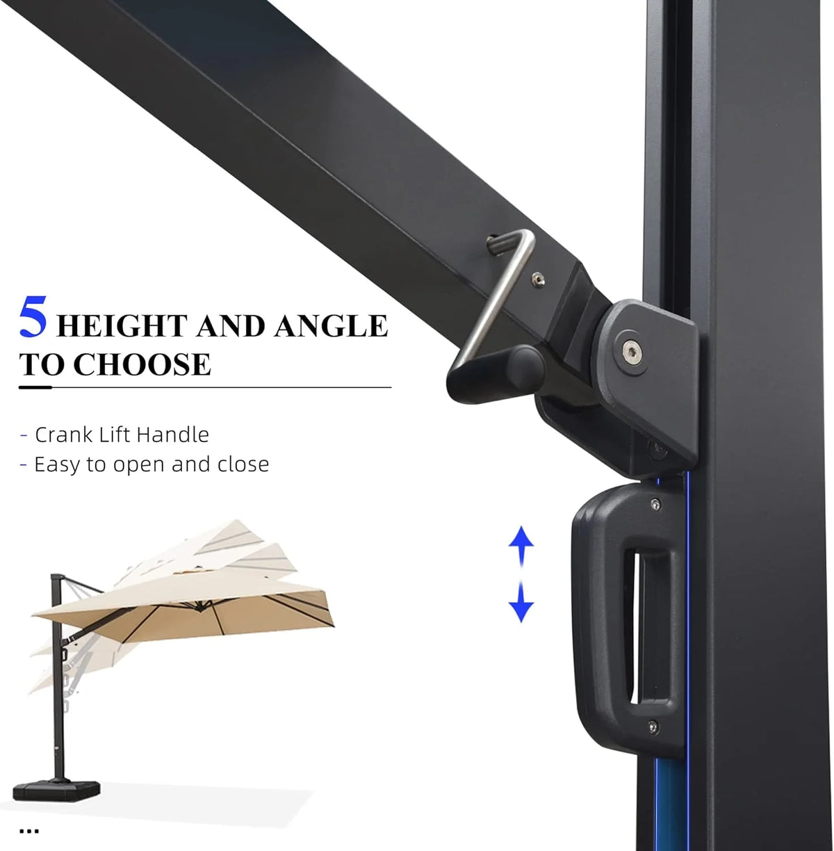 10' X 13' Rectangle Aluminum Cantilever Patio Umbrella with 360-degree Rotation F325