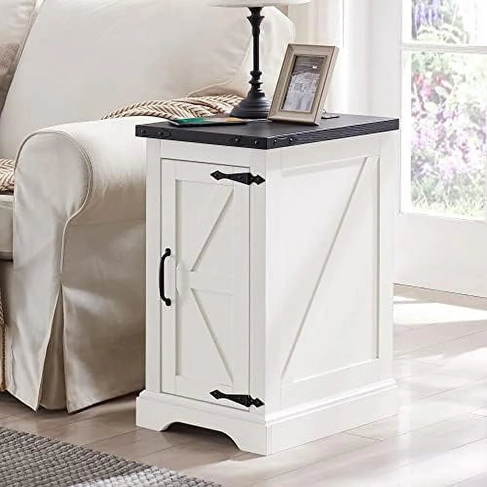 Black Rectangular Wood Nightstand with Charging Station M90235