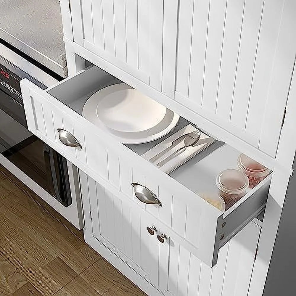 72" White Kitchen Pantry Cabinet with Doors and Adjustable Shelves X48359