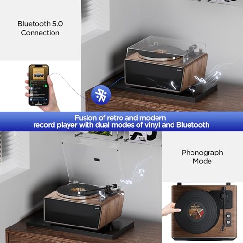 Vinyl Record Player Bluetooth Turntable with 4 Stereo Speakers Belt Drive 2-Speed Z1585