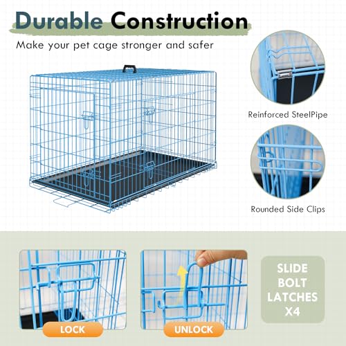 42 Inch Black Metal Dog Crate Kennel with Divider U620581