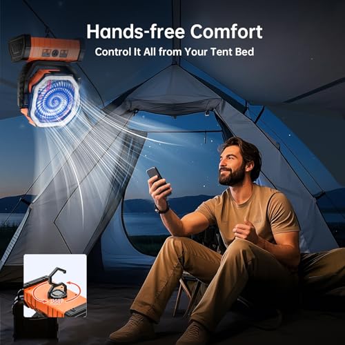20000mAh Portable Camping Fan with LED Light F6984