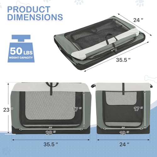 36 Inch 3-Door Collapsible Dog Crate Y373