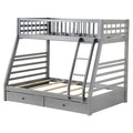 Twin Full Size Bunk Bed with Storage Gray G211