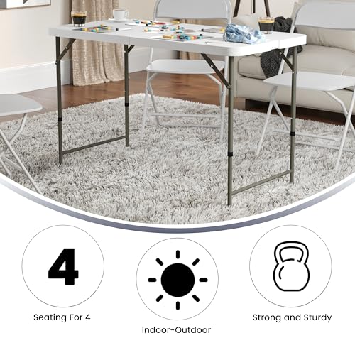 4' White Plastic Folding Table with Adjustable Legs U785663