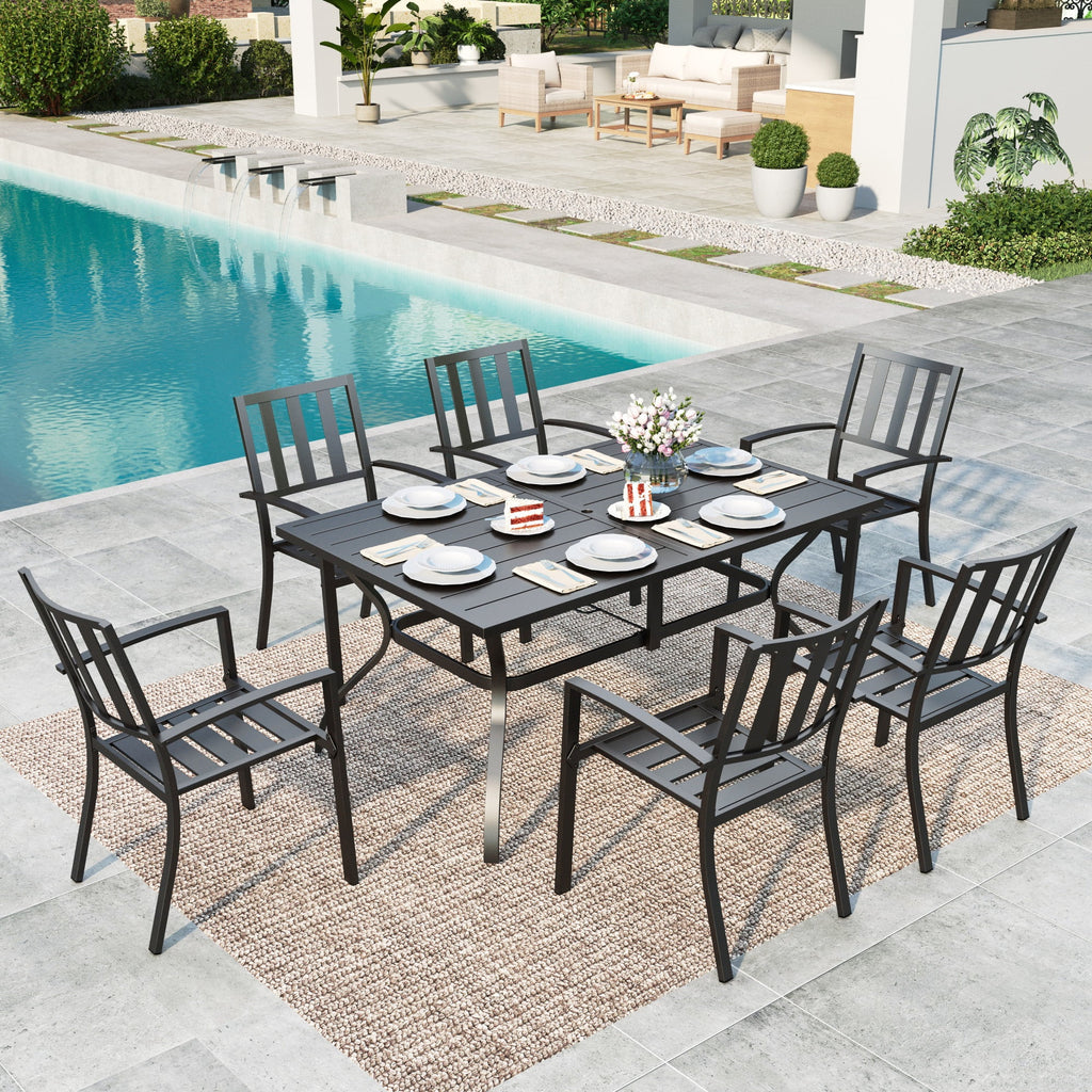 7-Piece Outdoor Dining Set for 6-Person Black G568010