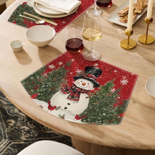 Snowman Cardinals Trees Christmas Placemats Set of 4 M19693