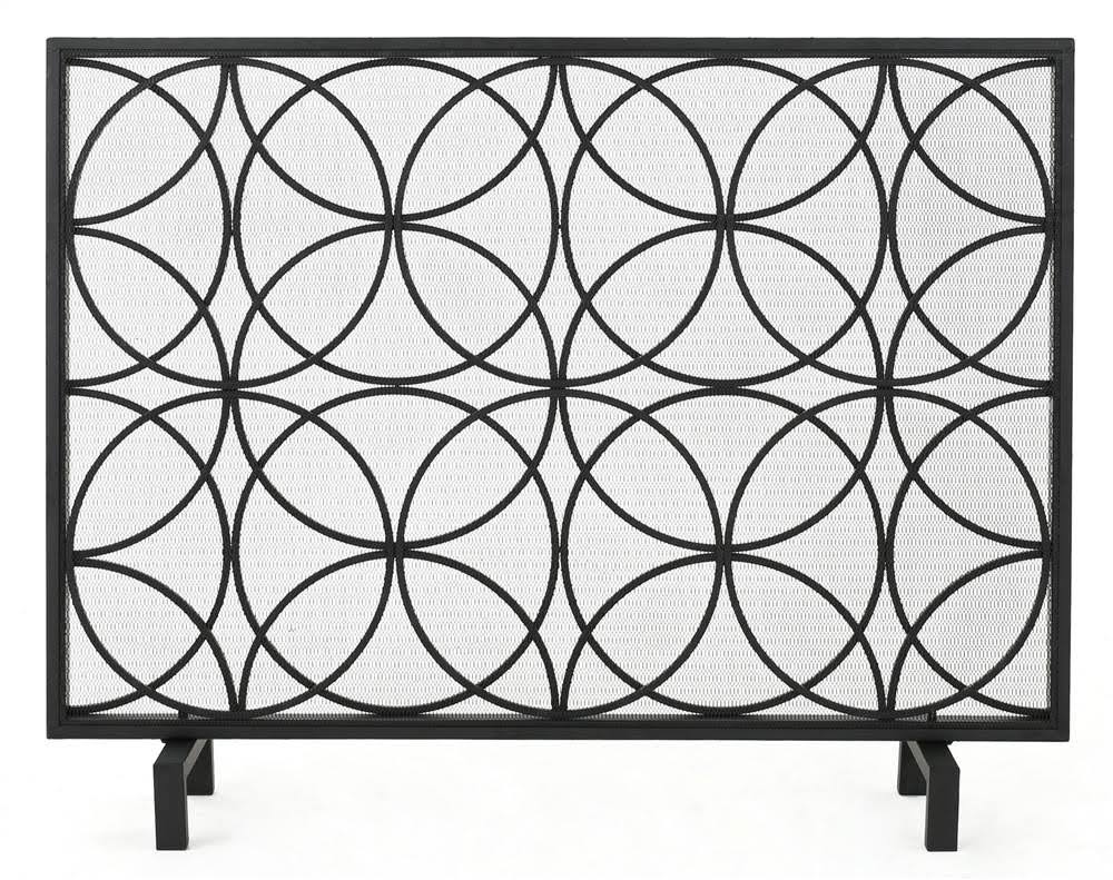 Black Single Panel Fireplace Screen P30778