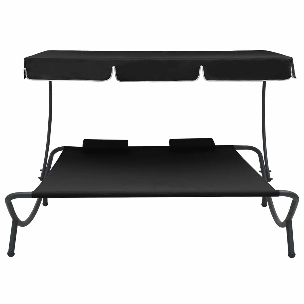 Patio Lounge Bed with Canopy and Pillows Oxford Fabric Steel Frame D5936