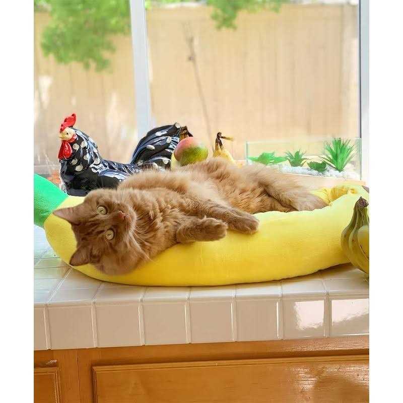 Banana Shape Washable Dog Bed with Removable Cushion S44714