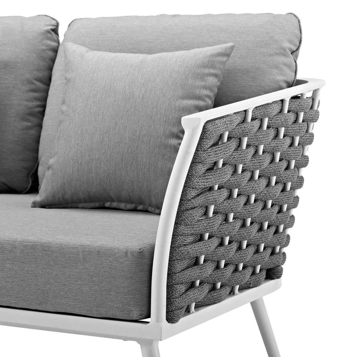 White Grey Aluminum Outdoor Loveseat Sofa W2371