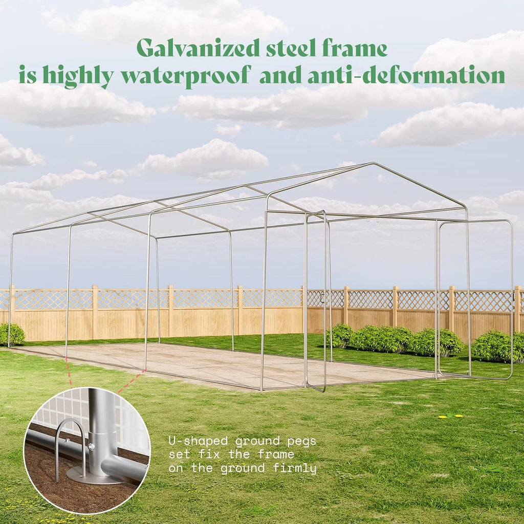 30x10x8.5ft Tunnel Greenhouse with Hinged Door 6 Vents S6979