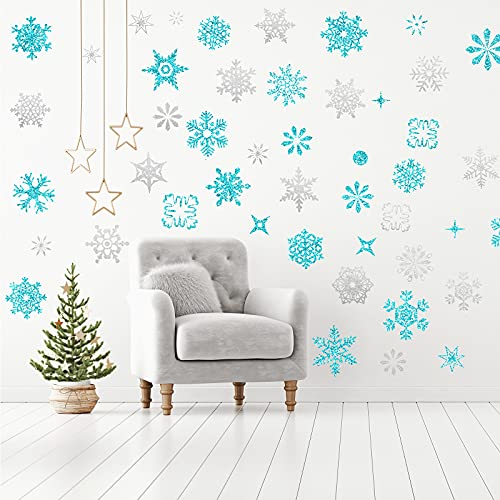 9 Sheets Snowflake Wall Decal Silver Window Clings Removable Stickers U965