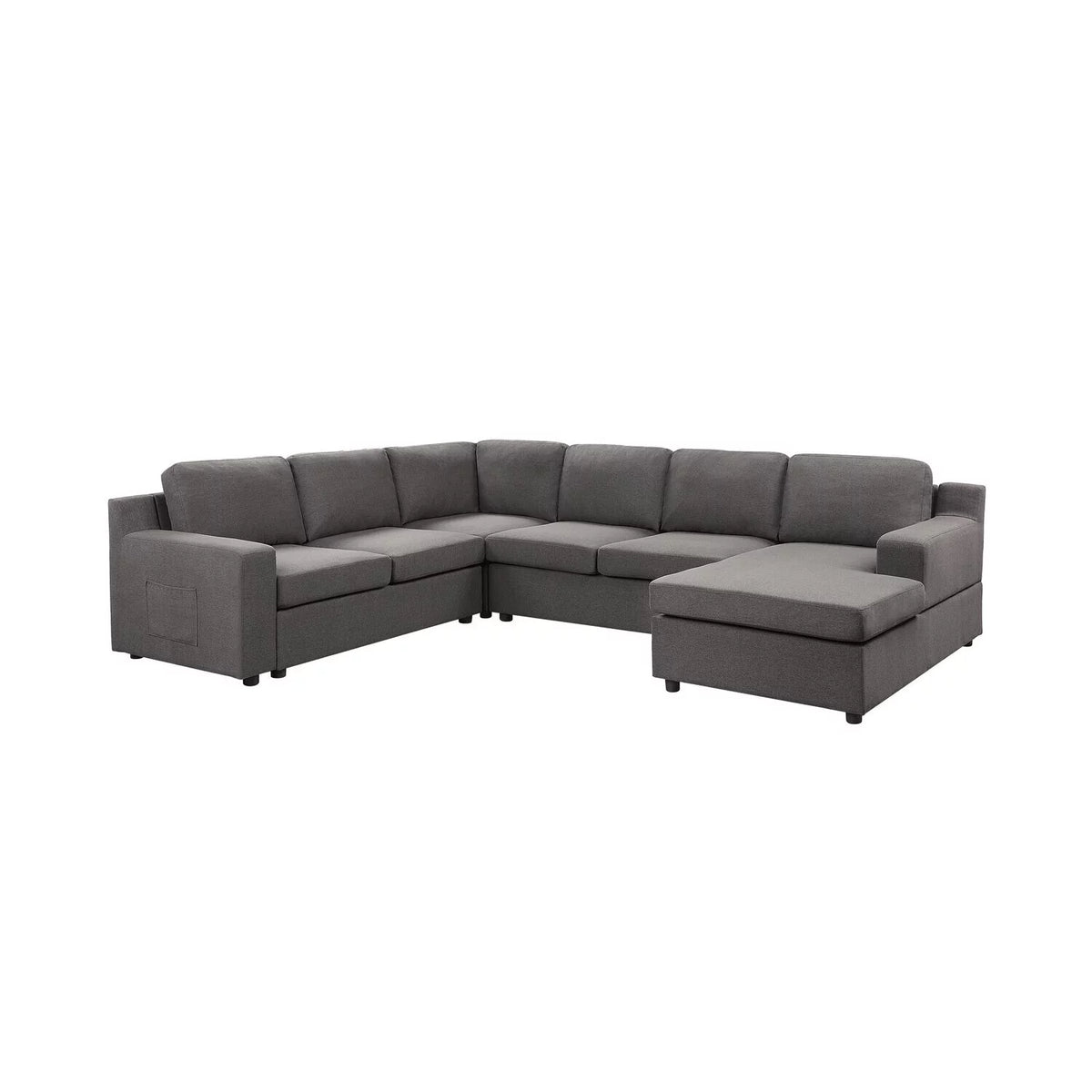 Gray Linen 6-Seater U-Shape Sectional Sofa Chaise L8920