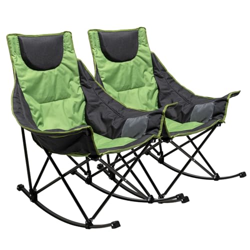 Oversized Padded Rocking Camping Chair with Side Pocket Y652