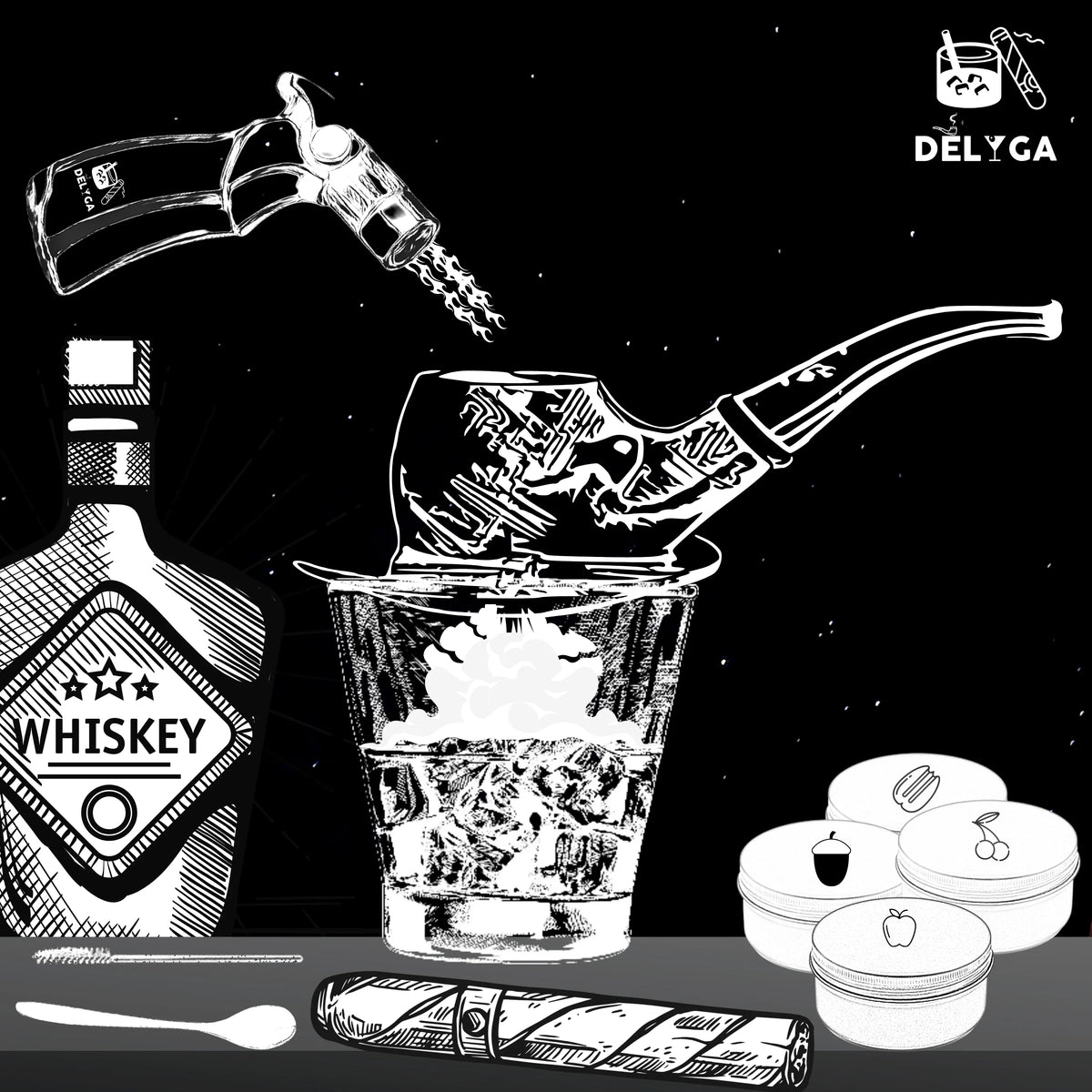Cocktail Smoker Kit with Torch, 4 Wood Chips Flavors P286425