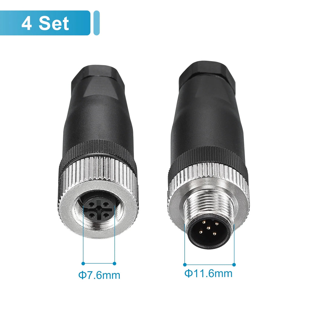 5 Pin M12 Waterproof IP67 Circular Connector 4 Set B89412