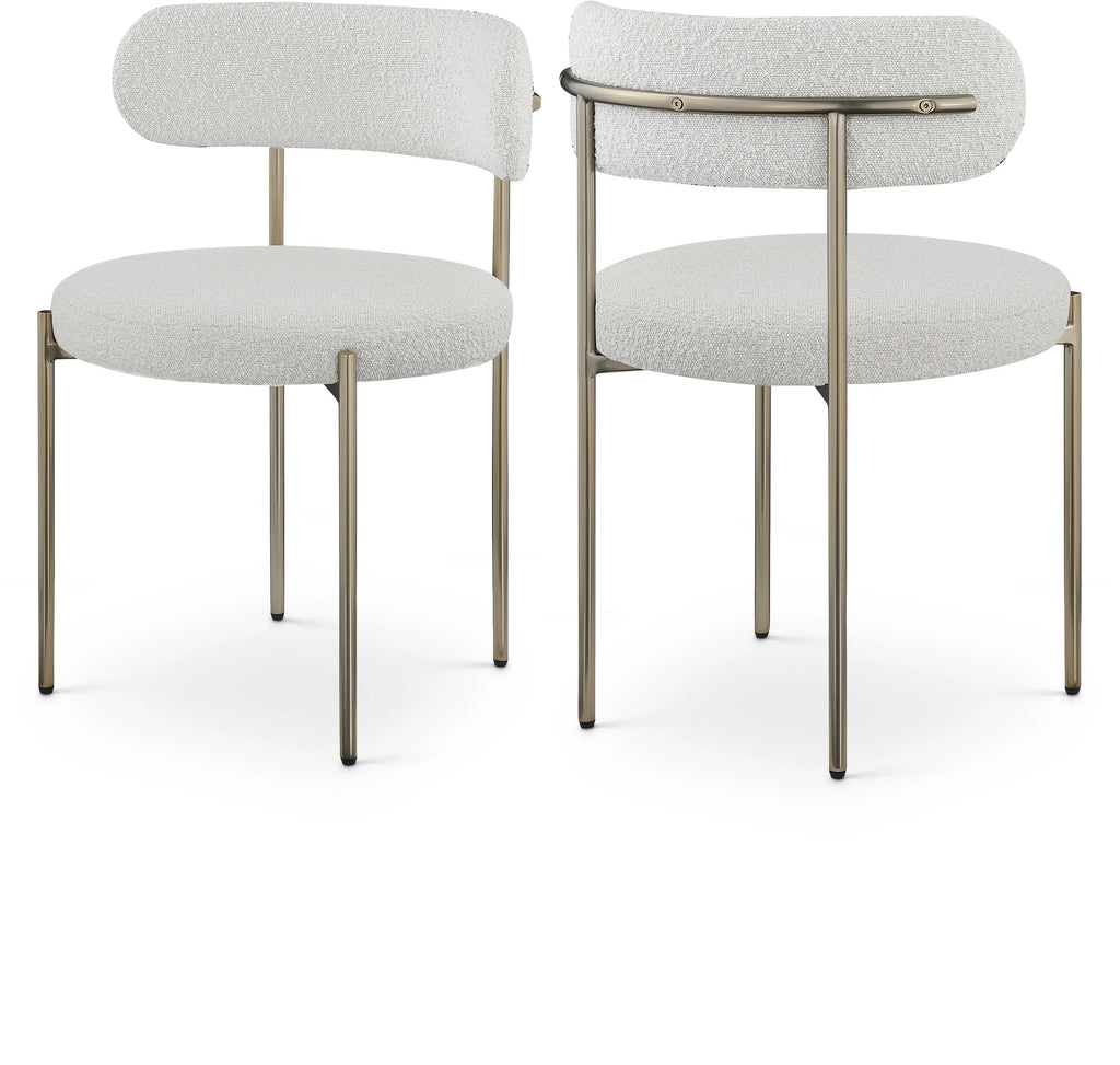 Cream Boucle Fabric Dining Chair X4589