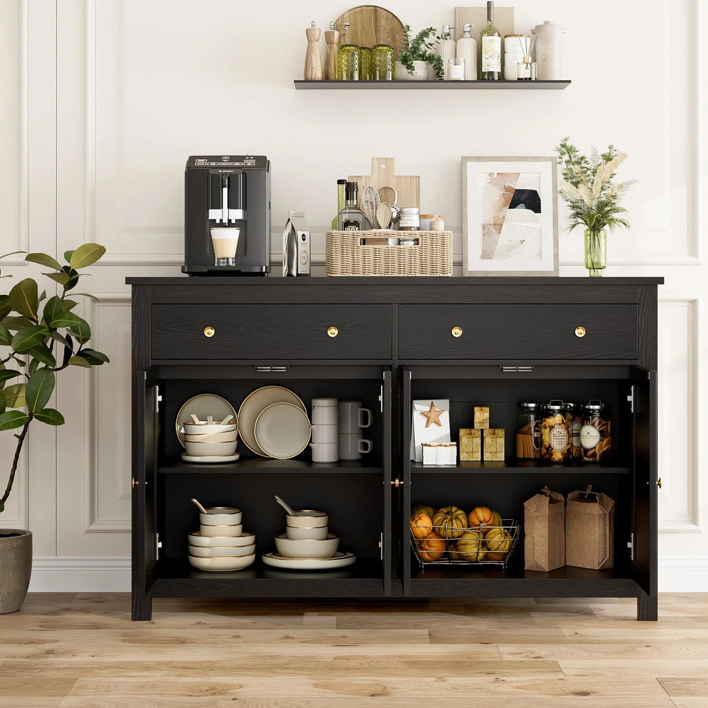 White 4-Doors 2-Drawers Wood Storage Cabinet T810