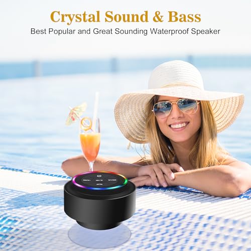 Bluetooth Shower Speaker with Suction Cup, IP67 Waterproof Speaker with LED Light B140077