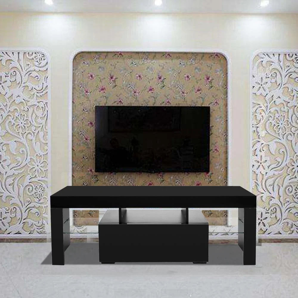 Black Particle Board TV Stand with 1 Drawer Q7349