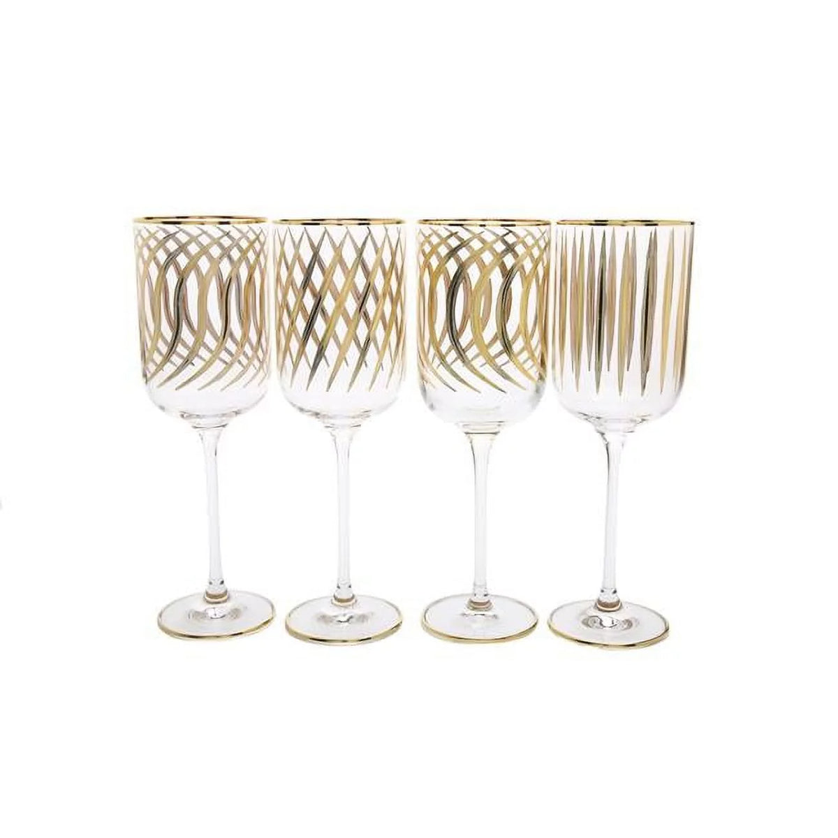 Mix & Match Wine Glasses with 24k Gold Design Set of 4 M67009