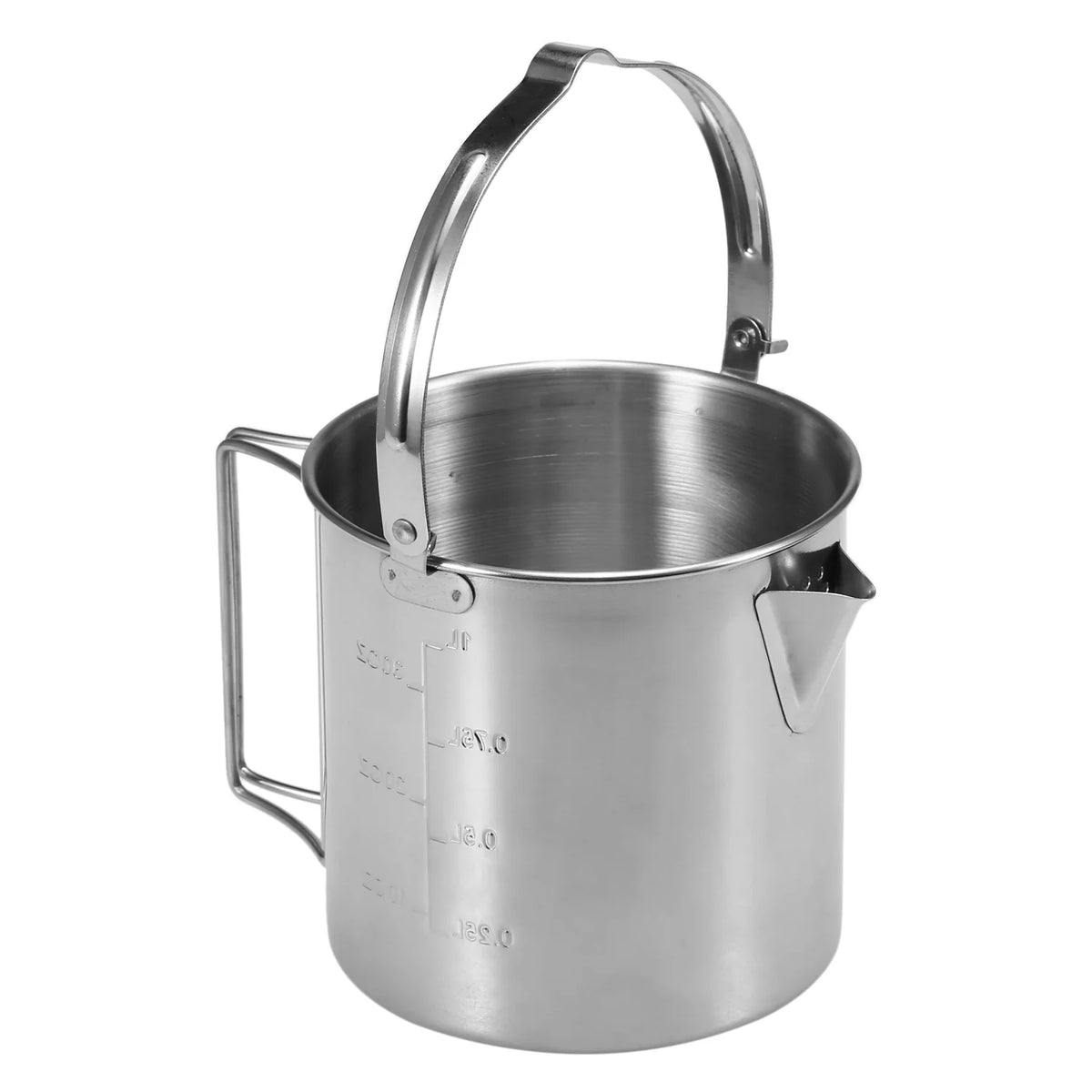 1L Stainless Steel Camping Kettle with Foldable Handle X1342