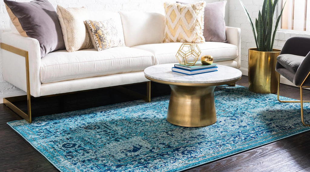 Light Blue 2' x 3' Medium-Pile Rug H4899