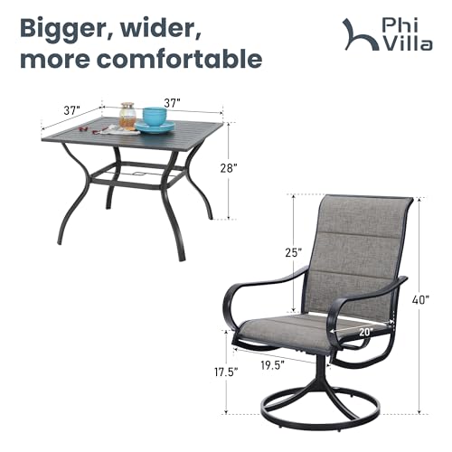 5 Pcs Patio Dining Set with Swivel Chairs and Metal Table I447