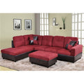 Red 3 Piece Microfiber Faux Leather Sofa Set E843