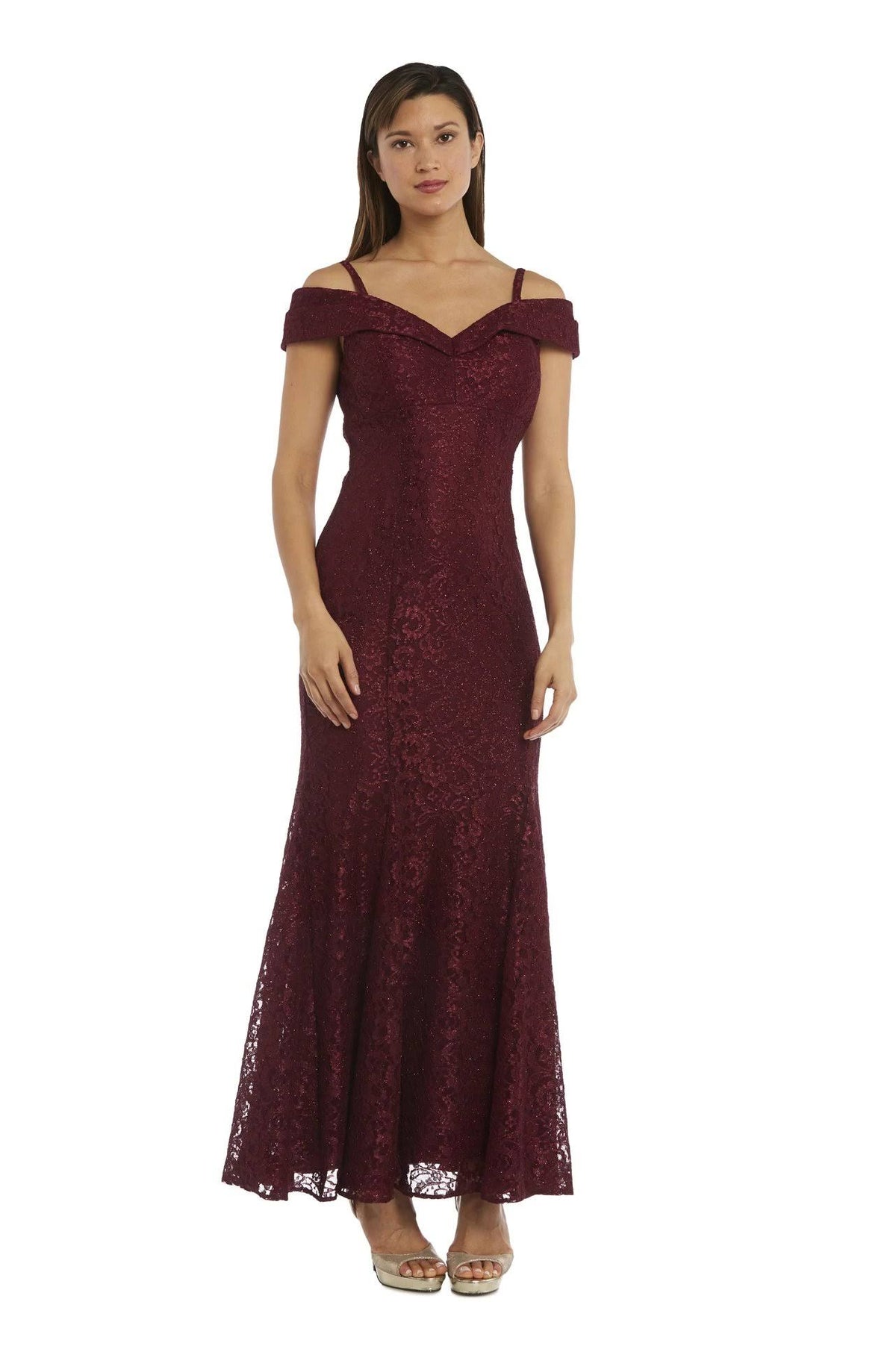 Off-The-Shoulder Petite Lace Gown Z855065