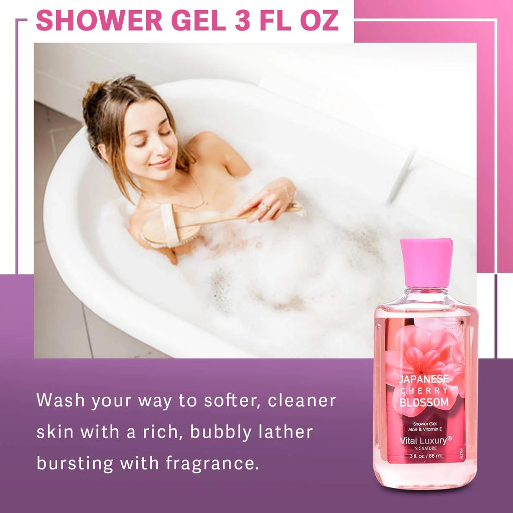 Japanese Cherry Blossom 3 Piece Set Shower Gel, Mist, and Lotion T19050