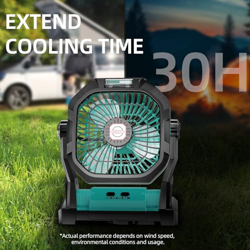 Rechargeable 20000mAh Portable Camping Fan with LED Light Y869338