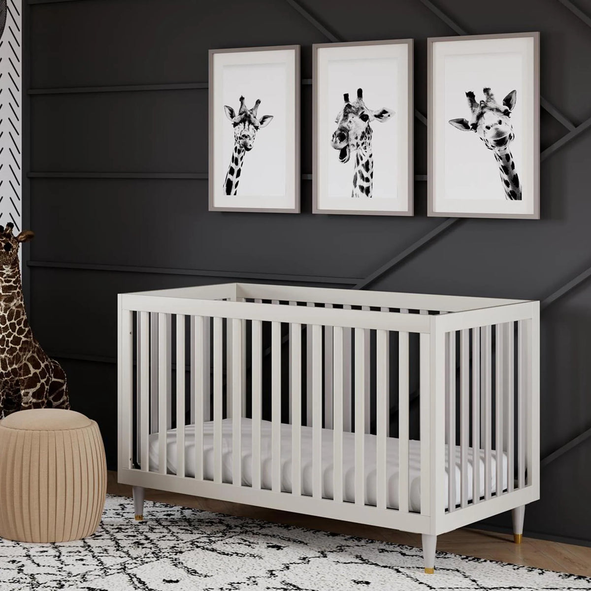 Gray 3 in 1 Crib with Metal Legs C769074