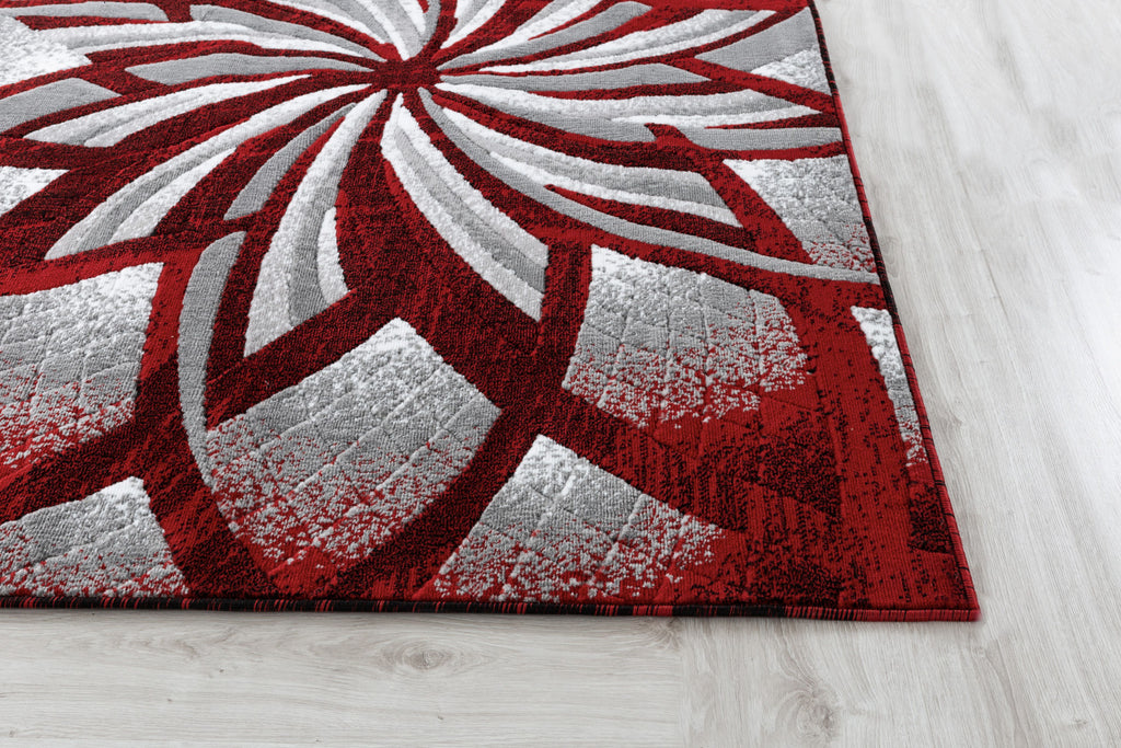 Red Geometric Modern Area Rug F8988