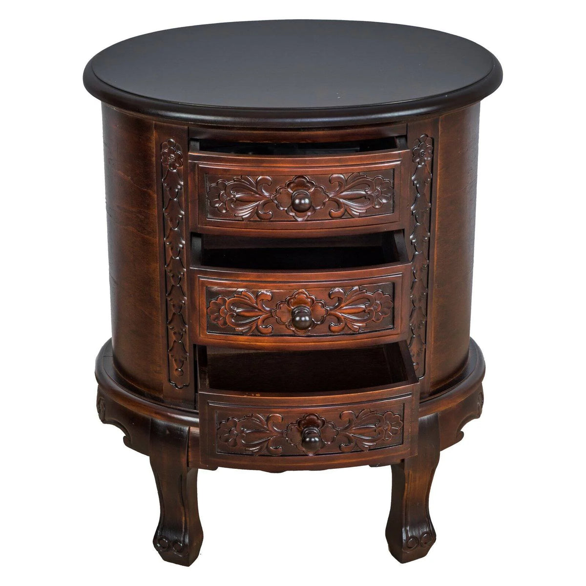 Dark Brown 3 Drawer Wooden Chest C67317