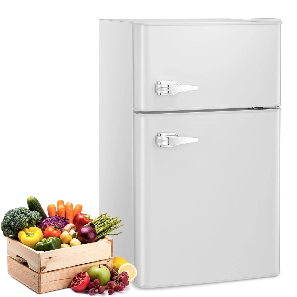 3.2 Cu.Ft Double Door Mini Fridge with Freezer, Black C847859