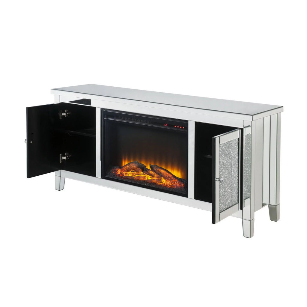Electric Fireplace TV Stand with Mirror Panel V7638