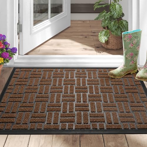 Yellow 36x17 Inches Non-Slip Low-Profile Front Door Mat L95513