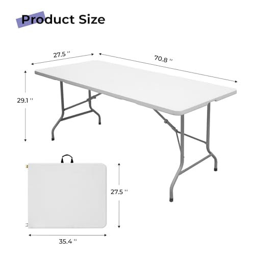 6ft Heavy Duty Plastic Folding Table I628