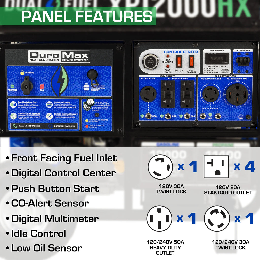 Portable Dual Fuel Generator with CO Alert 12,000 Watt S663919