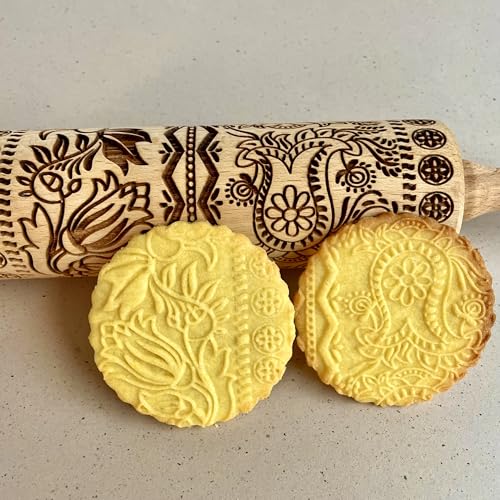 Lotus Flower Pattern Embossing Rolling Pin F70588