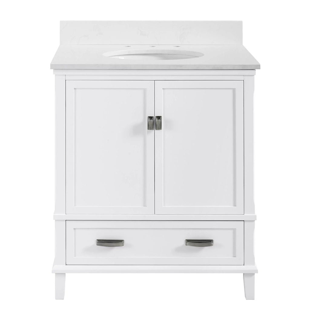 30 Inch White Wood Bathroom Vanity with Sink E216