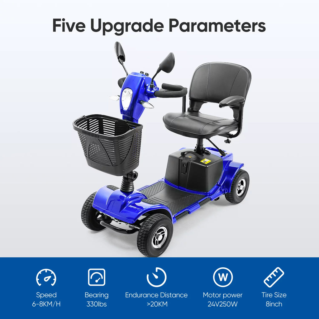 4 Wheel Electric Powered Mobility Scooter Blue I528355