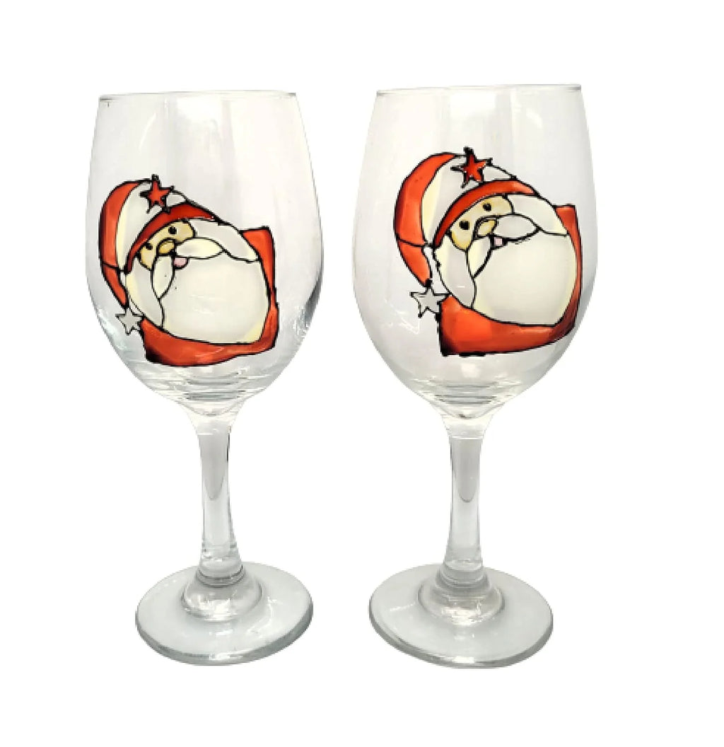 Hand Painted Stemmed Wine Glasses Set Of 2 P22157